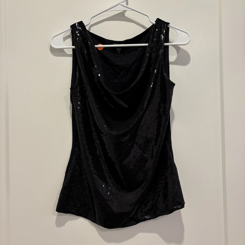 Ronen Chen Black Cowl Neck Sleeveless Top Blouse Womans Size 1